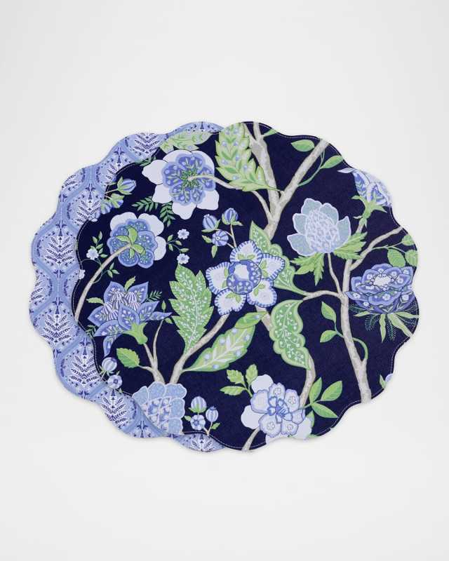 VIDA Blooms & Branches Reversible Round Placemats, Set of 4